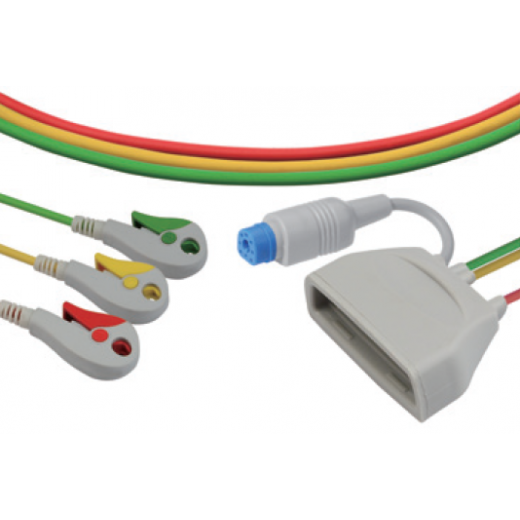 EKG Kabel für Philips MX40, 3-adrig, IEC, mit SPo2 Anschluss